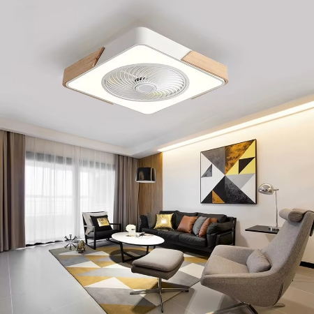 Slim Modern Square Ceiling Light Fan
