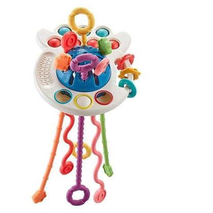 Interactive Baby Toy with Pull String and Teether