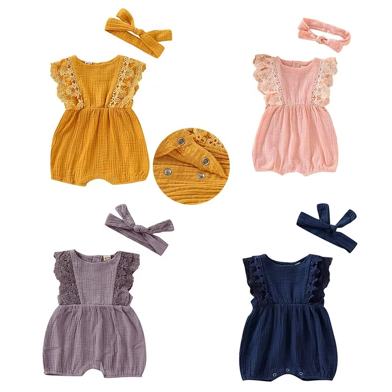 Baby Girl Adorable Romper and Hairband Set - Hehif
