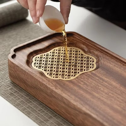 Elegant Wooden Tea Server with Built-in Drainage System