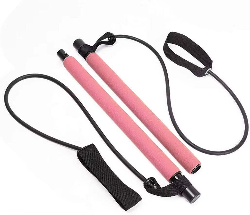 Compact Home Gym Exercise Bar with Resistance Bands