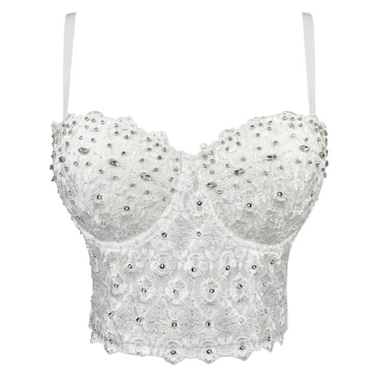 Shiny Beaded Embellished Ladies Tank Top