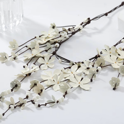Beautiful Long Beaded Floral Pendant Necklace for Women