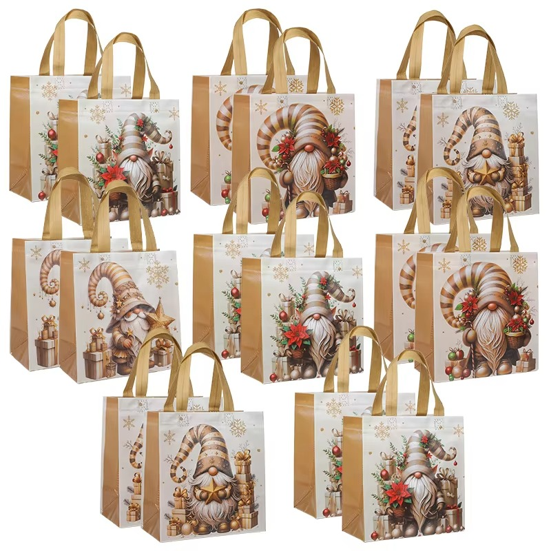 Holiday Reusable Santa Gift Bags with Handles