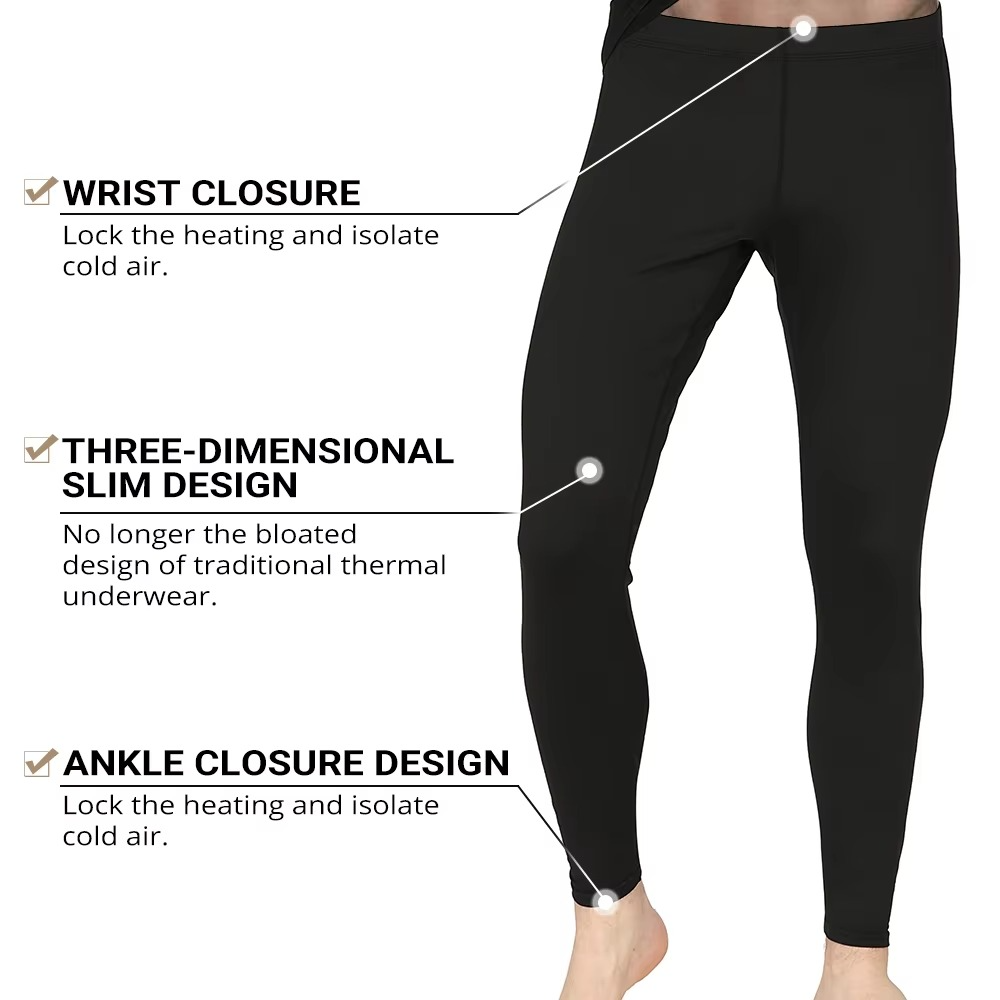 Warm Thermal Underwear Set for Men Base Layer Top Bottom