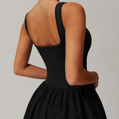 Women's Breathable Athletic Tennis Dress with Built-In Skirt