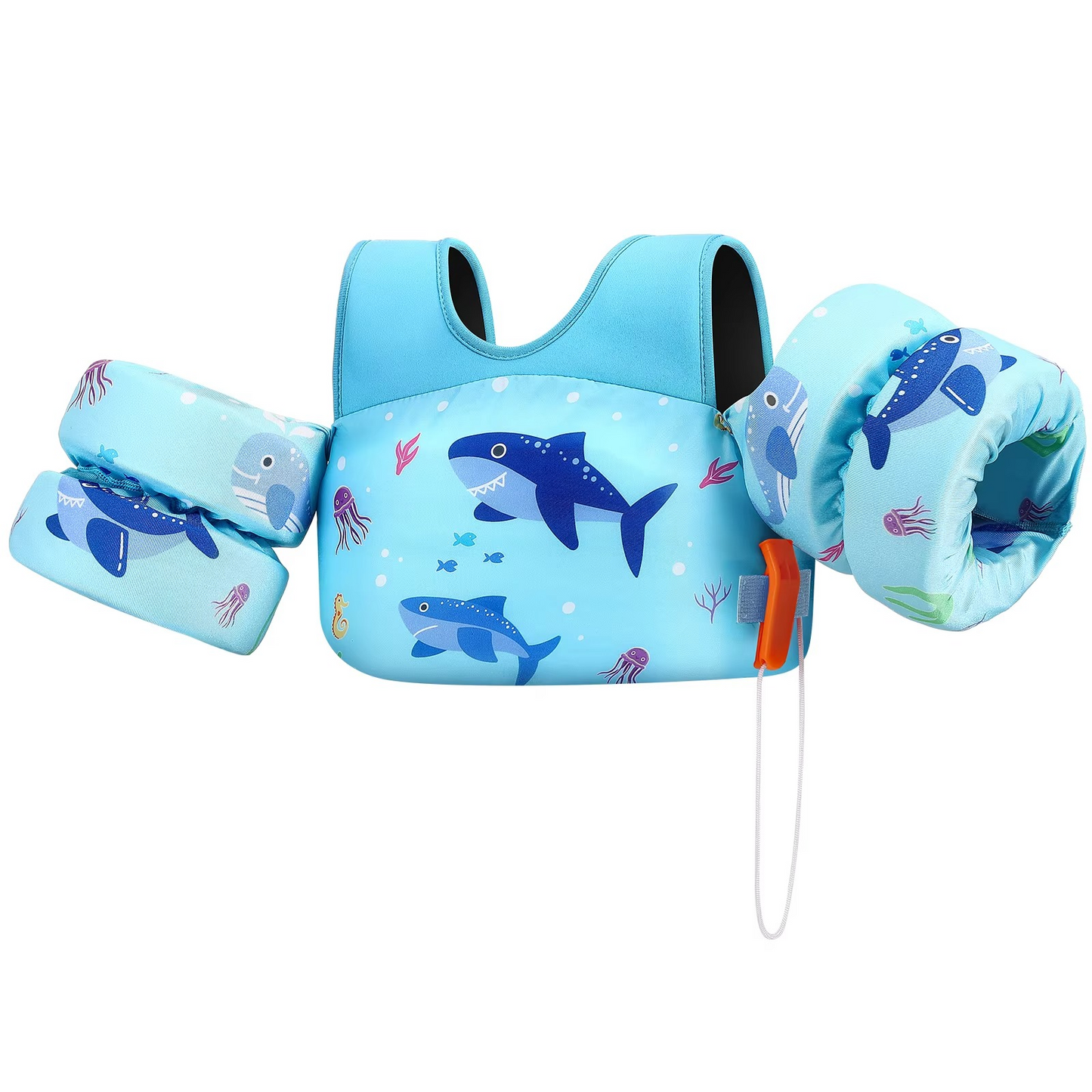 Childrens Swim Vest with Floaties and Safety Whistle