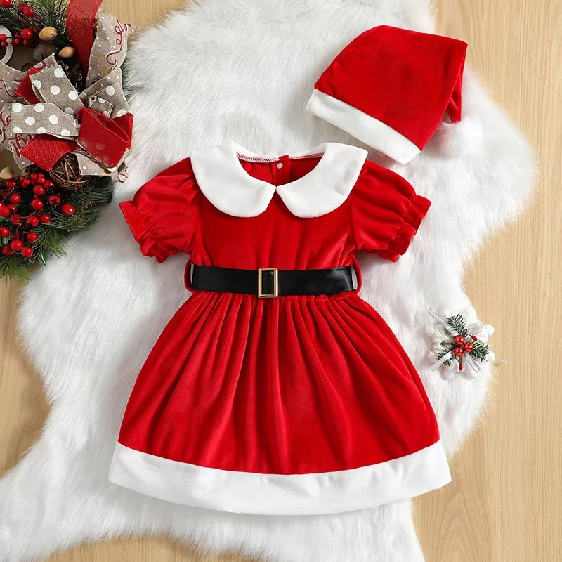 Little Girls Festive Holiday Dress with Accessories