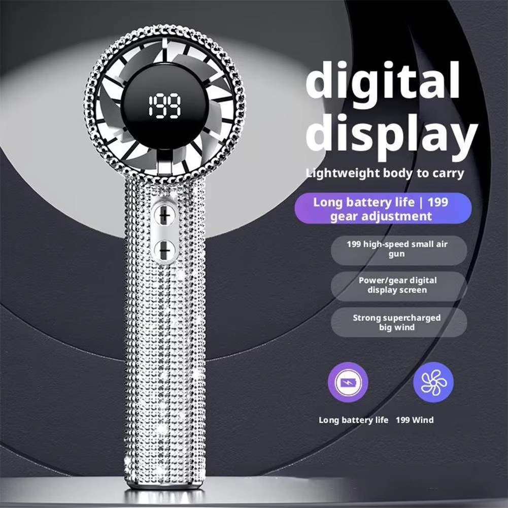 Compact Rechargeable Fan with 199 Speeds and USB Charging