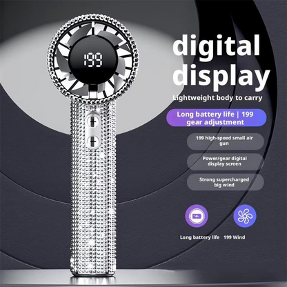Compact Rechargeable Fan with 199 Speeds and USB Charging
