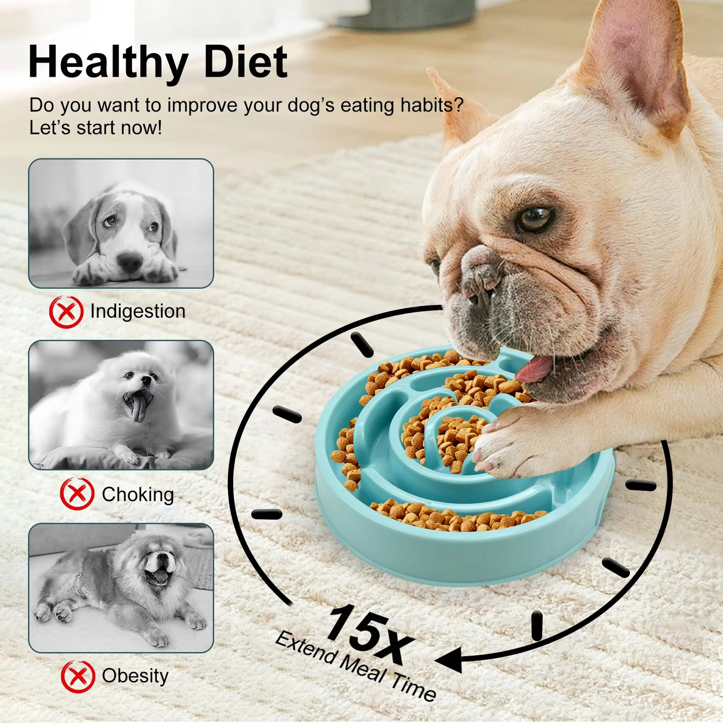 Durable Pet Slow Feed Bowl - Safe for All Pets