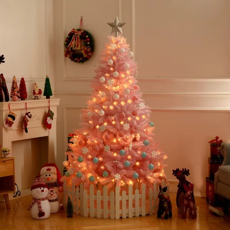 Rosy Fake Holiday Tree, Flame Resistant Spruce Style