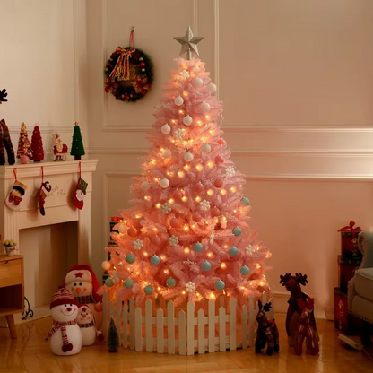 Rosy Fake Holiday Tree, Flame Resistant Spruce Style