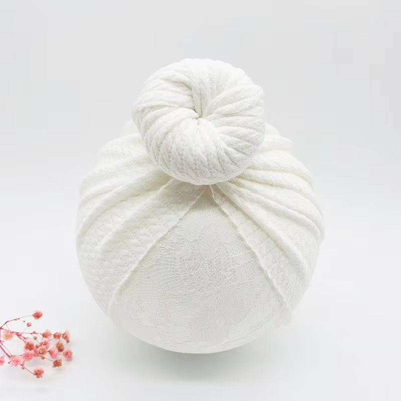 Soft Cable Baby Hat with Floral Headband