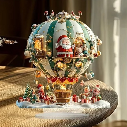 Colorful Holiday Desk Figurine With Rotating Snowman Scene