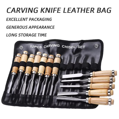 Precision 12pc Wood Carving Tool Kit for Craftsmen