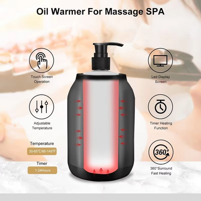 Heated Massage Oil and Lotion Dispenser with LED Screen
