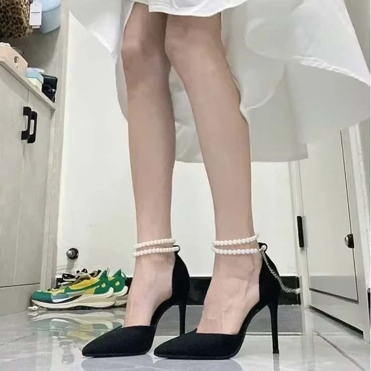 Luxurious High Heel Shoes with Pearl Accent