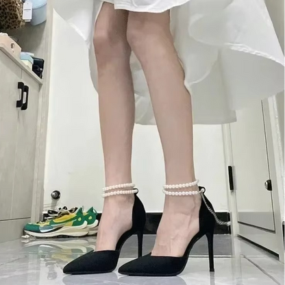 Luxurious High Heel Shoes with Pearl Accent