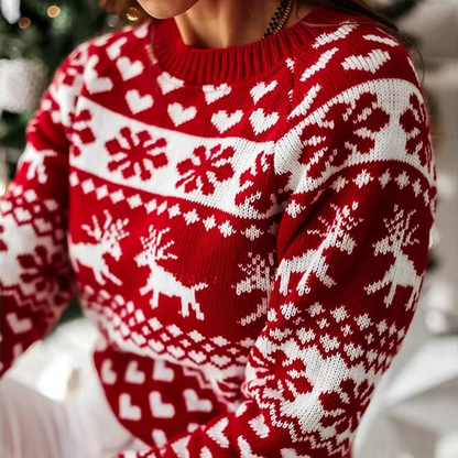 Warm Festive Snowflake Knit Sweater for Women