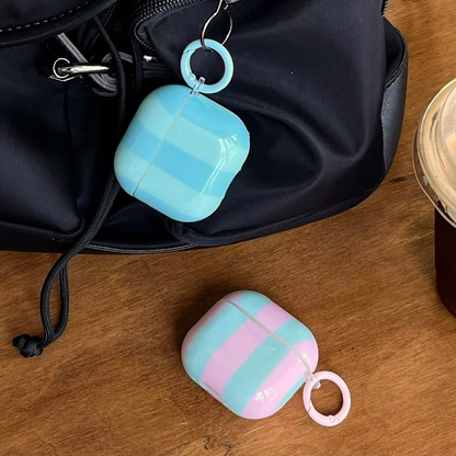 Colorful Striped AirPods Cover with Keychain