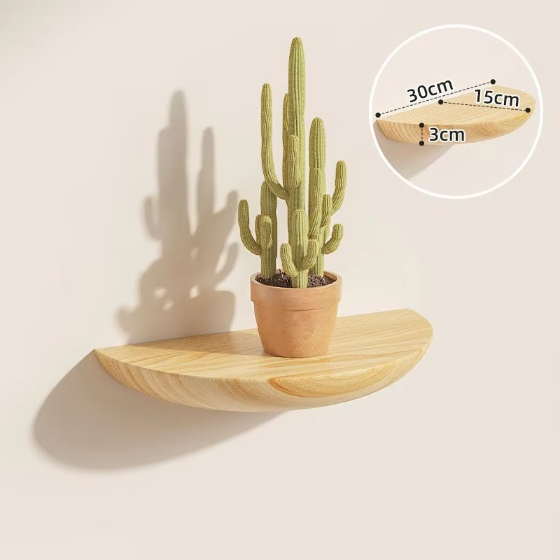 Curved Wood Wall Shelf - Sleek Floating Storage