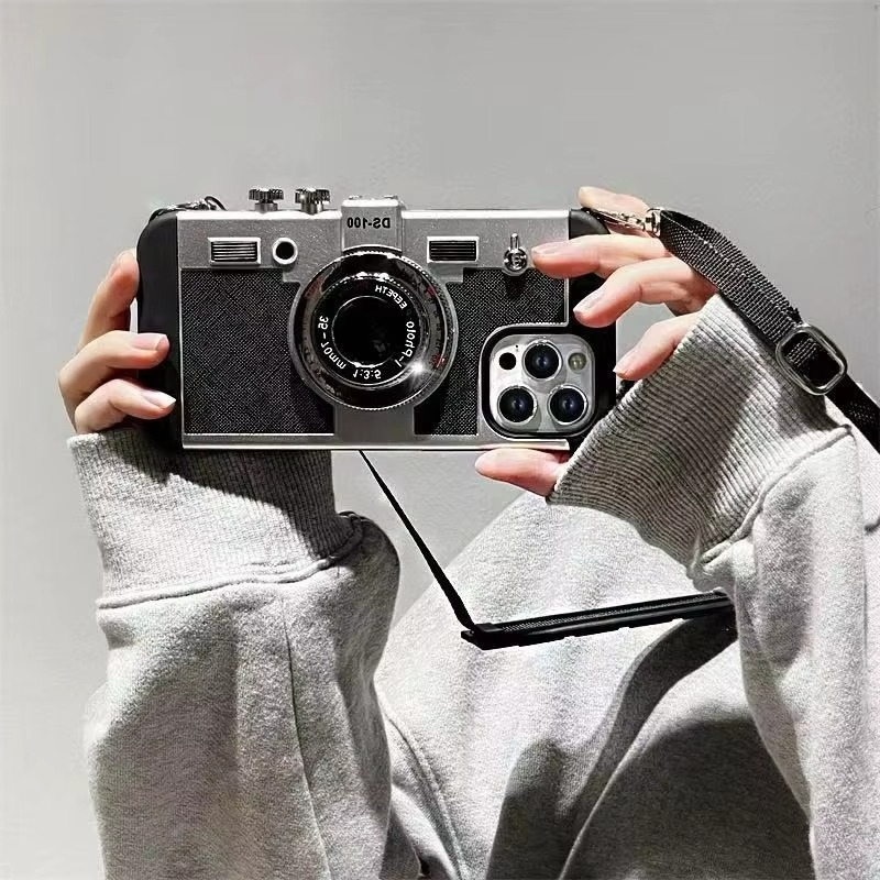 Vintage Style Camera Phone Case With Strap