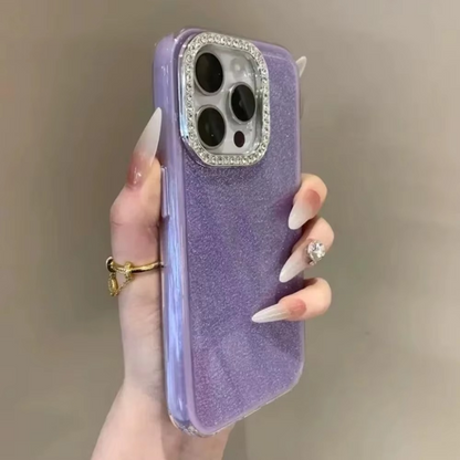Sparkly Glitter Phone Case with Diamond Camera Cover