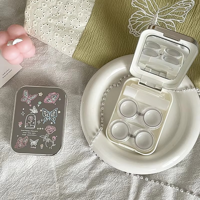 Compact Travel Contact Lens Case, 2 Pack Mini Storage Container