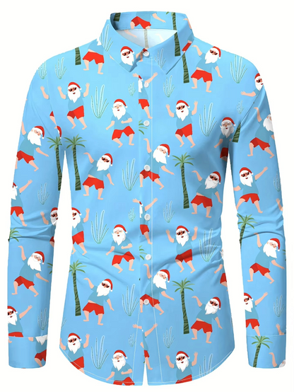 Mens Festive Santa Reindeer Dress Shirt
