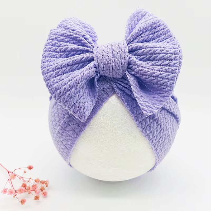 Soft Cable Baby Hat with Floral Headband