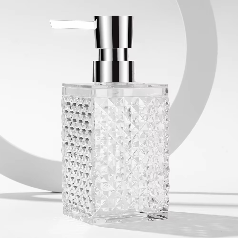 Crystal Clear Bathroom Soap Dispenser 10oz Silver Pump