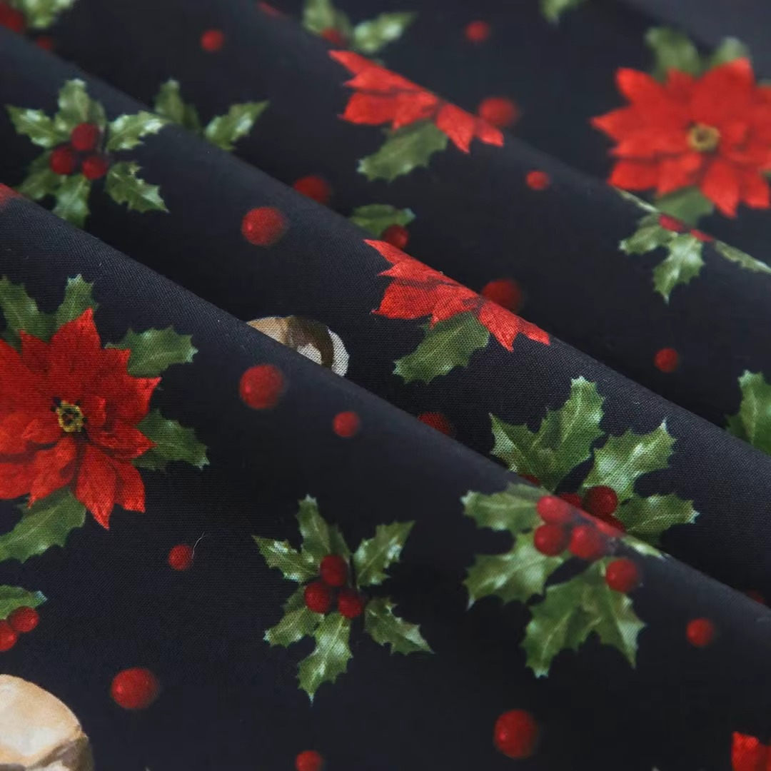 Festive Winter Bird Printed Quilting Fabric