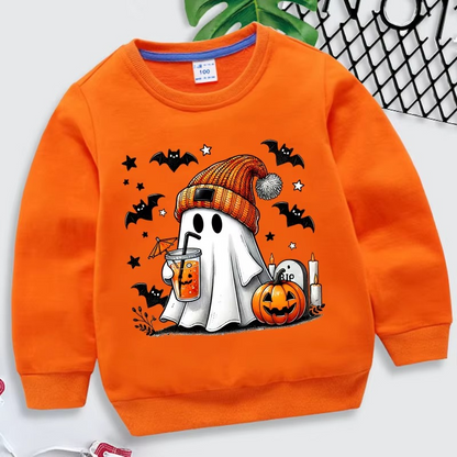 Spooky Fun Kids Halloween Sweatshirt with Ghost Design