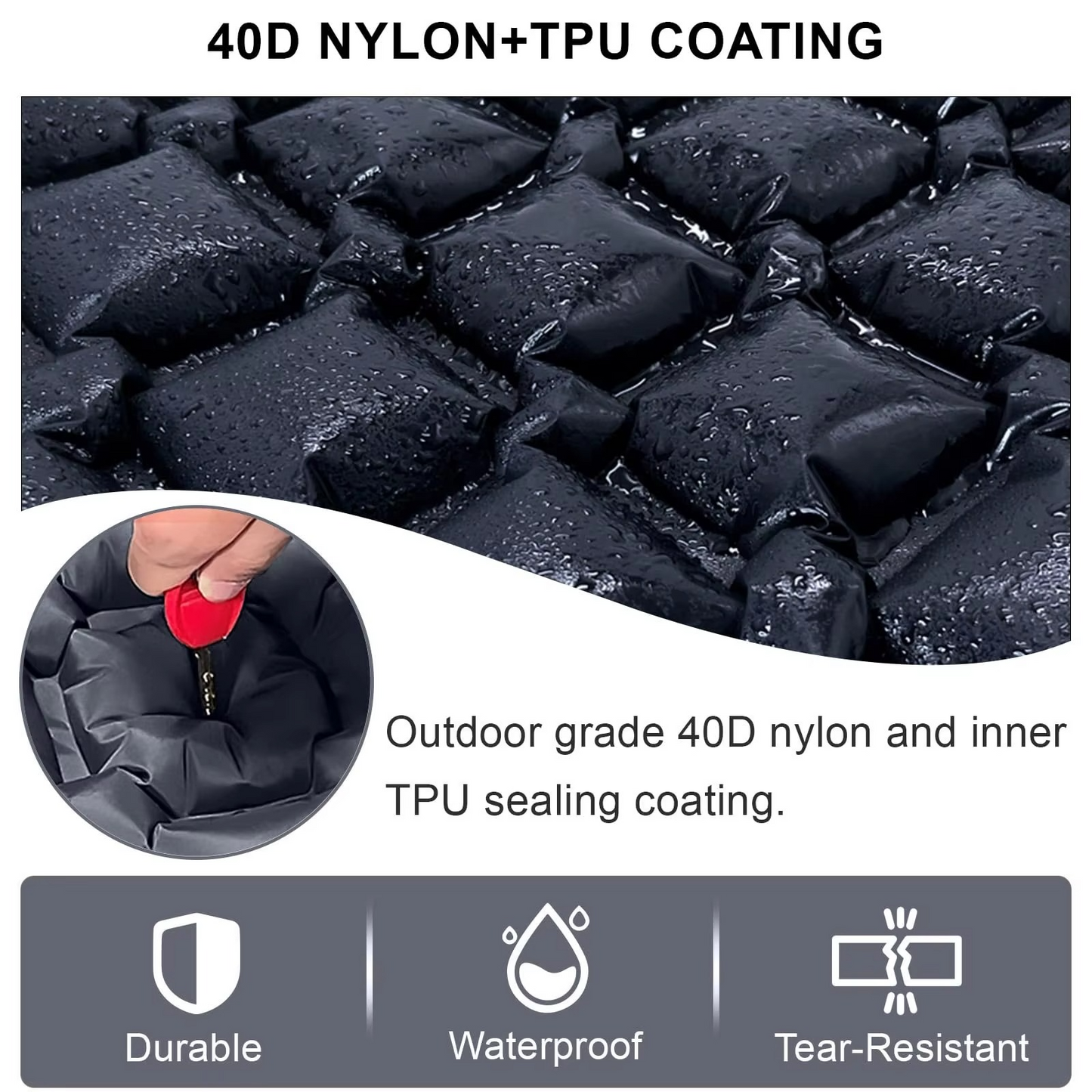 Portable Air Bed Camping Mattress with Built-In Pillow