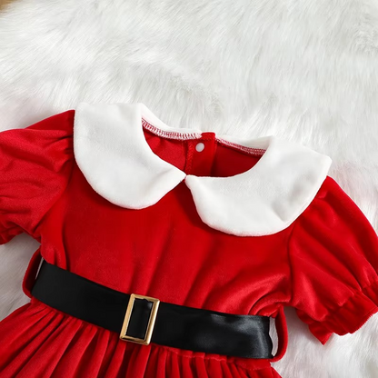 Little Girls Festive Holiday Dress with Accessories
