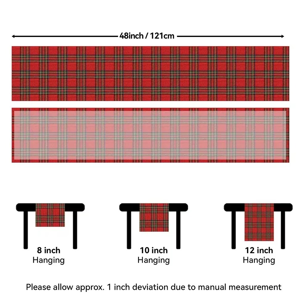 Festive Red Plaid Holiday Table Runner