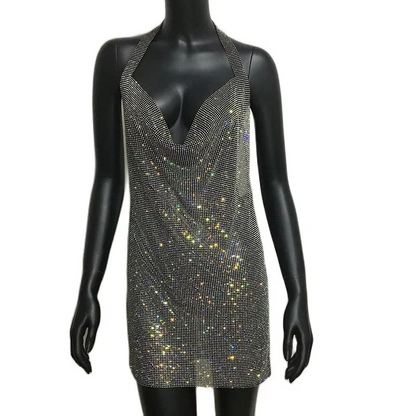 Glittering Sequin Backless Mini Party Dress for Women