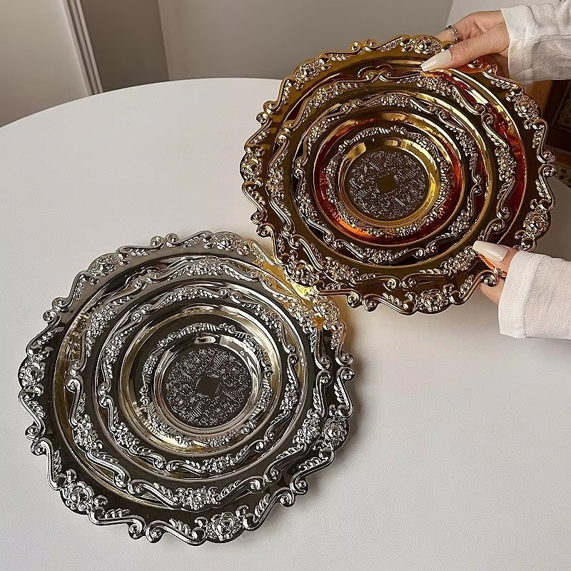 Elegant Metal Serving Tray for Cake and Dessert Display