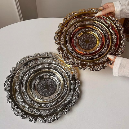 Elegant Metal Serving Tray for Cake and Dessert Display