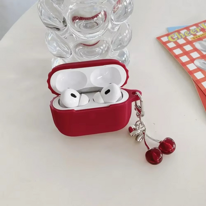 Clear Cover with Cute Cherry Charm for AirPods