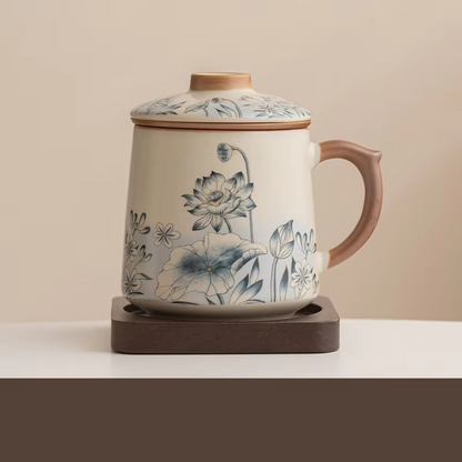 Traditional Asian Tea Infuser Coffee Mug, 13.5oz