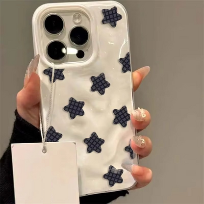 Fun Black Plaid Star Design Soft iPhone Cover - Hehif