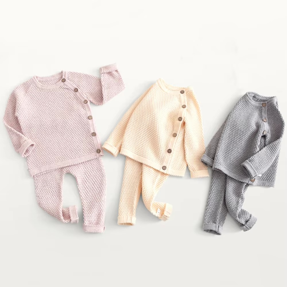 Soft Knit Baby Clothes Set for Autumn and Winter - Hehif