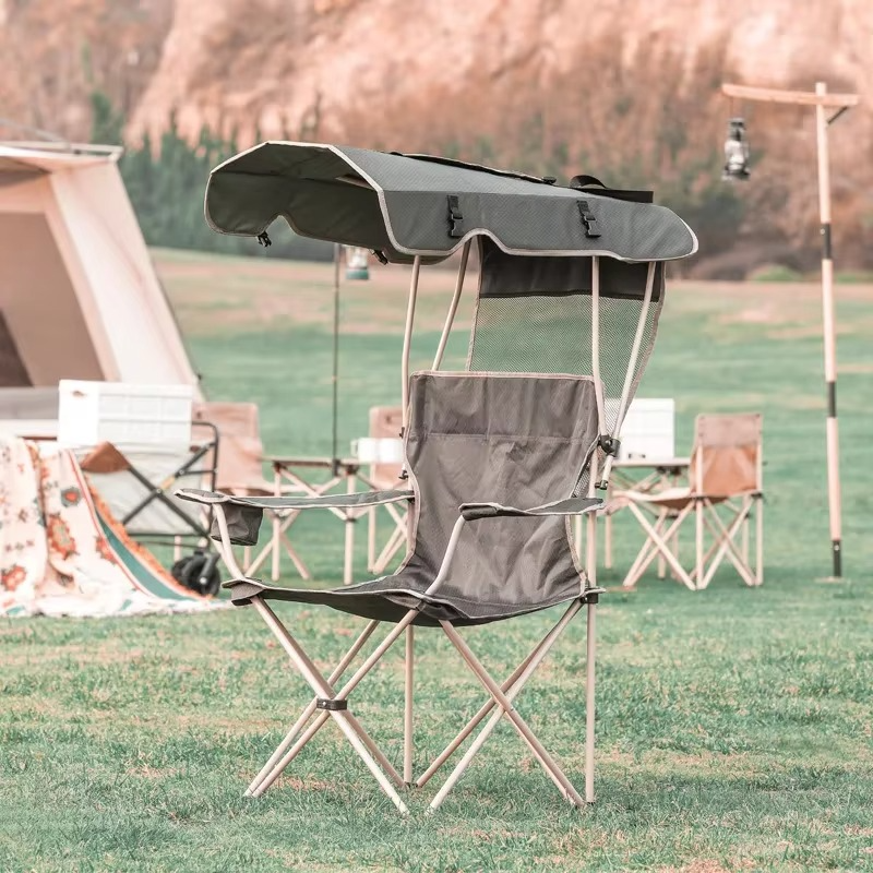 Folding Outdoor Recliner Chair with Shade and Drink Holder