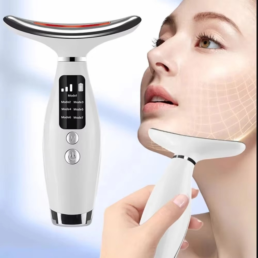 Anti Aging Facial Massager with LED Light and Vibration - Hehif