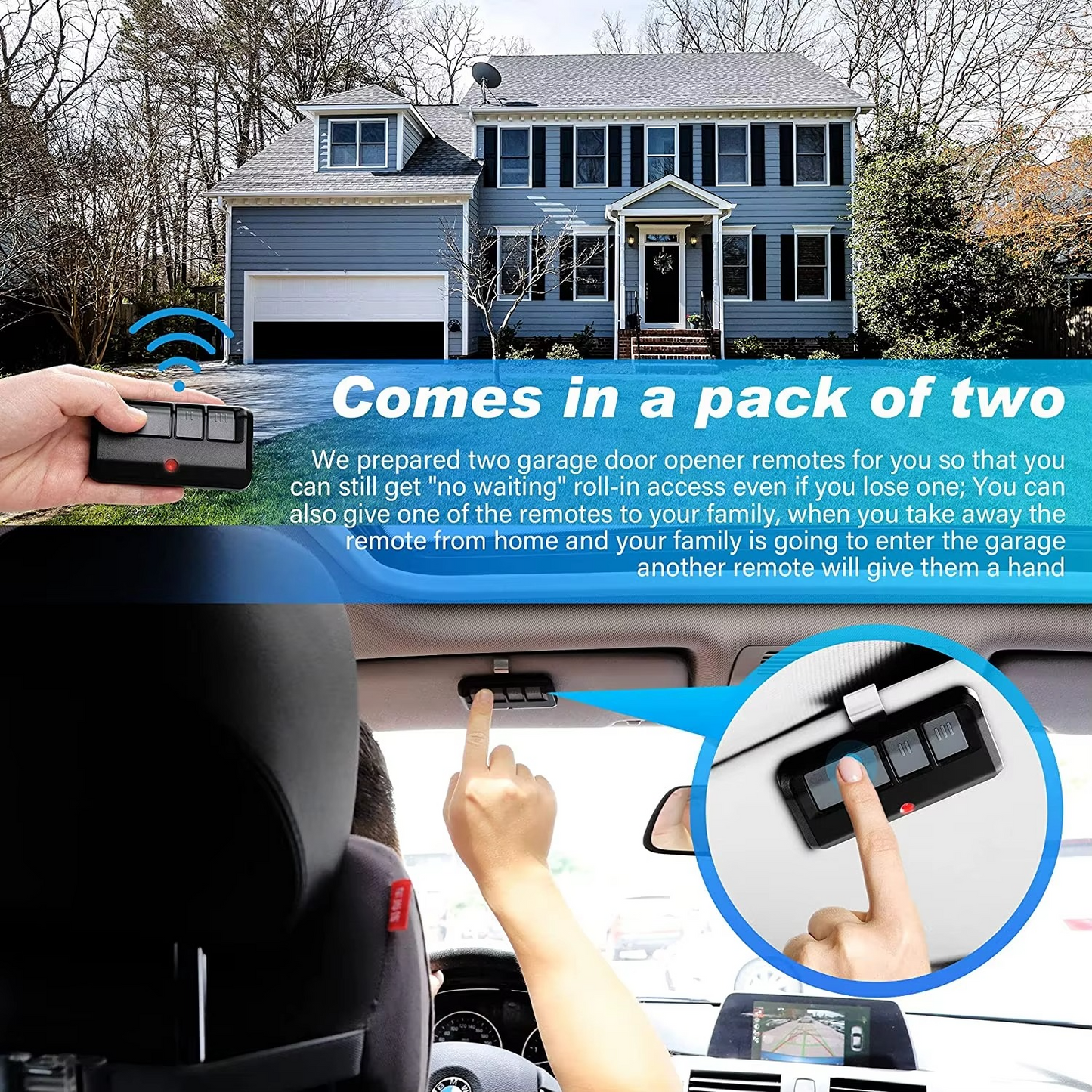 Wireless Garage Door Remote Control 315/390MHz Compatible