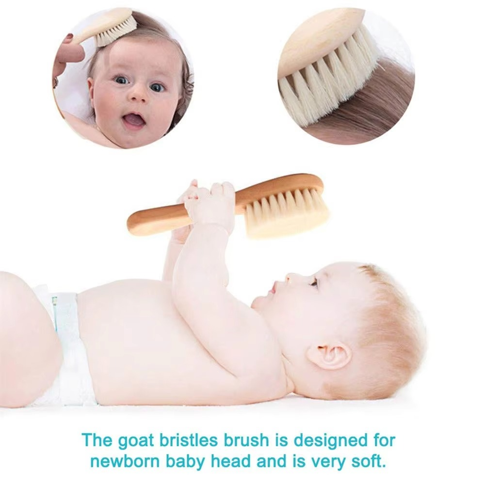 Gentle Wood Baby Hairbrush and Comb Set with Soft Bristles