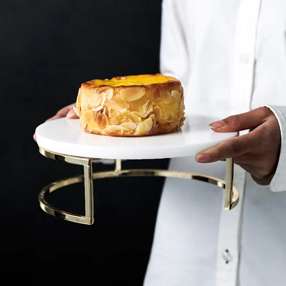 Elegant White Marble Cake Display Server