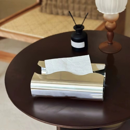 Silver Polished Metal Tissue Holder with Mirror Finish